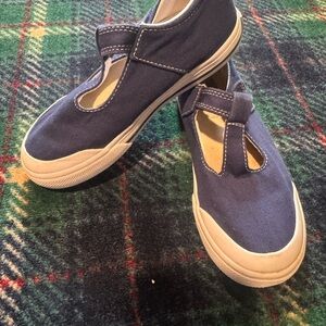 FootMates Blue and White Sneakers with T-Strap Design